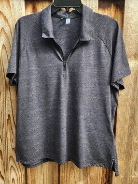 adidas Unisex Heathered Dark Gray Half-Zip Polo